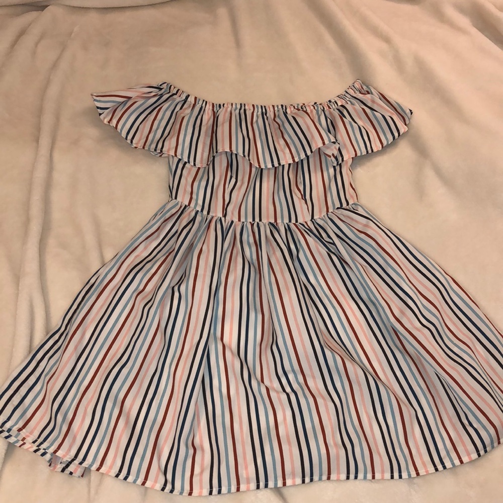 Nasty Gal multi colored off the shoulder dress